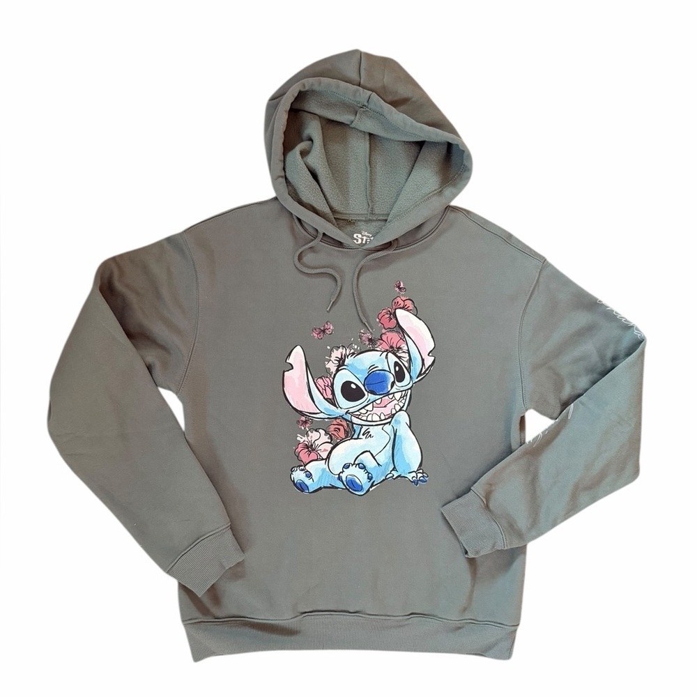 Disney Lilo & Stitch Green Screen Print Hoodie Butterfly Womens Sz Medium